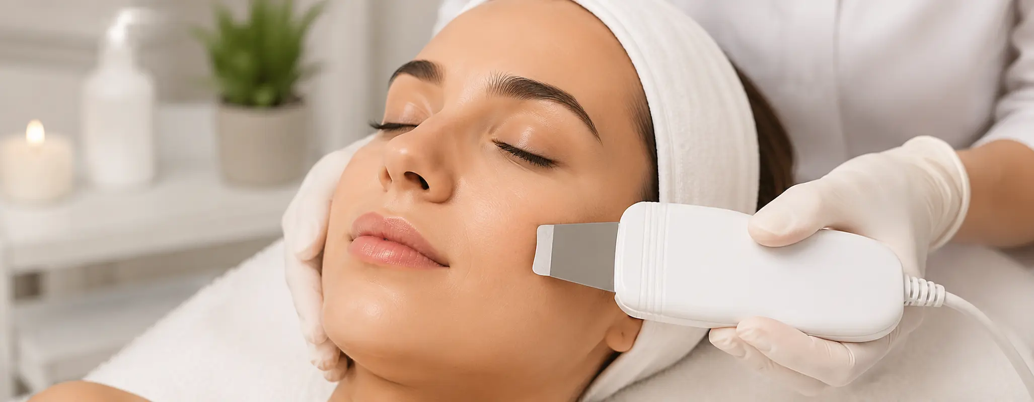 Limpeza de pele com peeling ultrassónico na H2o Estética Leiria