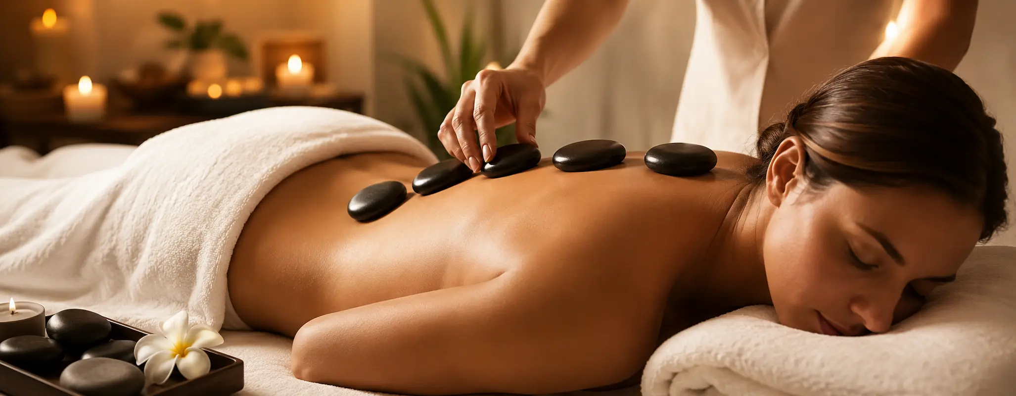 Massagem com pedras quentes na H2o Estética Leiria