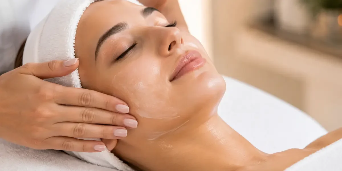 Aplicação de cuidado de hidratação facial na H2o Estética Leiria